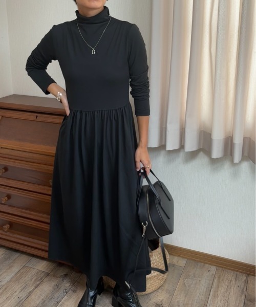 Ritzy(リッツィー)の「ロング丈 ハイネックワンピース(ワンピース・レディース・グレー/ブラック・L/M)」の18枚目の写真
