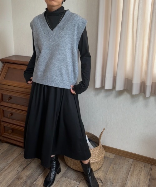 Ritzy(リッツィー)の「ロング丈 ハイネックワンピース(ワンピース・レディース・グレー/ブラック・L/M)」の8枚目の写真