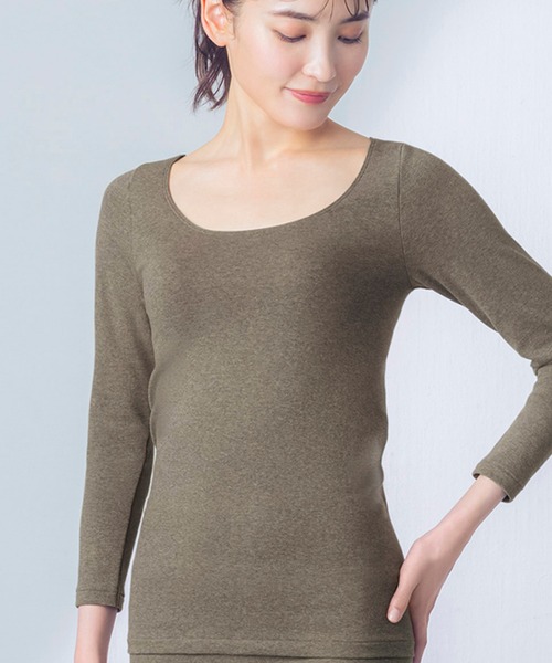 WING(ウイング)の「「綿の贅沢オーガニック」 あったかインナー 8分袖(インナーウェア/肌着・レディース・ブラック/ピンク系その他/アイボリー/チョコ/ベージュ/グリーン/サンドベージュ/ライトブラウン/グレー・L/S/LL/M/3L/4L)」の7枚目の写真