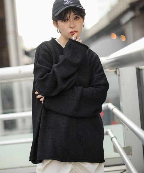 RAGEBLUE（レイジブルー）の「ビリヤードロゴ/ルーズデザインニット