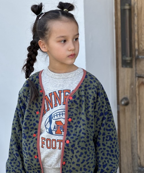 BIG FIELD（ビッグフィールド）の「総柄フリースジャケット（90～150cm）（その他アウター・キッズ・グリーン/ベージュ/エメラルド・110/90/95/150/140/130/120/100）」の2枚目の写真