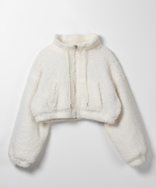 セール】【 2color 】ジップアップハイネックショートボアブルゾン