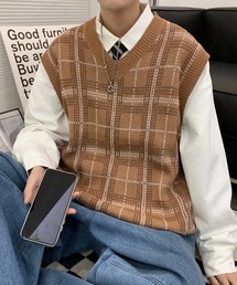 レトロチェック柄ベスト