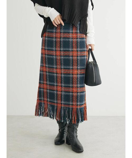 Green　Parks（グリーンパークス）の「・SUGAR　SPOON　チェックフリンジスカート（スカート・レディース・ネイビー/ブラック/モカ・FREE）」の9枚目の写真