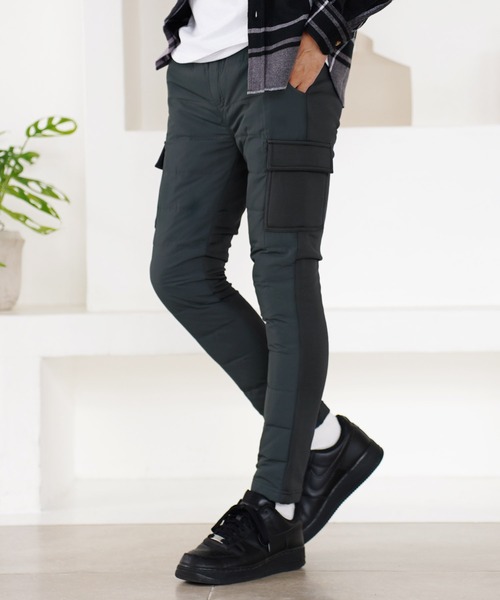 jiggys shop(ジギーズショップ)の「スキニー ストレッチ ダウンカーゴパンツ(カーゴパンツ・メンズ・ブラック系その他/カーキ/ネイビー/ベージュ/ブラック/チャコールグレー/ライトグレー・MEDIUM/LARGE/X-LARGE)」の3枚目の写真