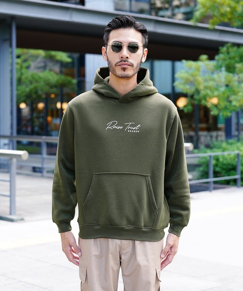 jiggys shop(ジギーズショップ)の「裏起毛フーディーロゴプリントスウェットプルパーカー(パーカー・メンズ・ブラック/杢グレー/バーガンディー/カーキ・MEDIUM/LARGE/X-LARGE)」の7枚目の写真
