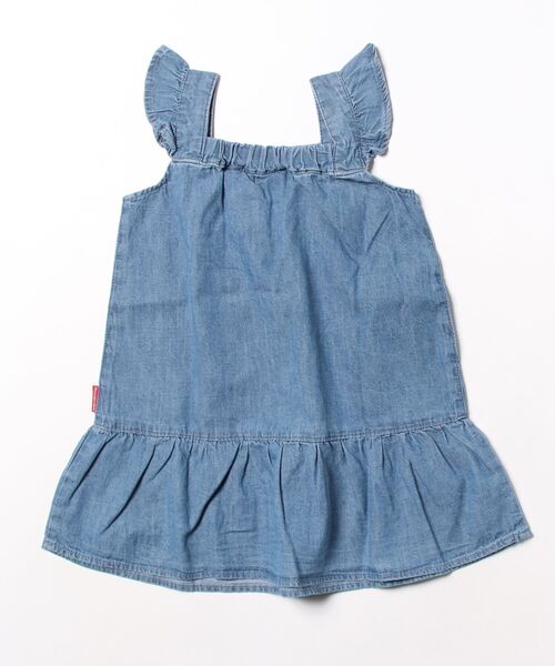 Moujonjon（ムージョンジョン）の「デニムジャンパースカート（ジャンパースカート・キッズ・ライトブルー/ネイビー・100/110/130/90/140/120）」の5枚目の写真