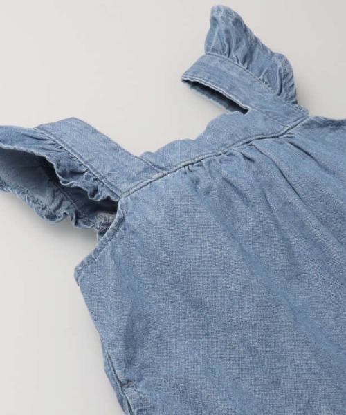 Moujonjon（ムージョンジョン）の「デニムジャンパースカート（ジャンパースカート・キッズ・ライトブルー/ネイビー・100/110/130/90/140/120）」の7枚目の写真