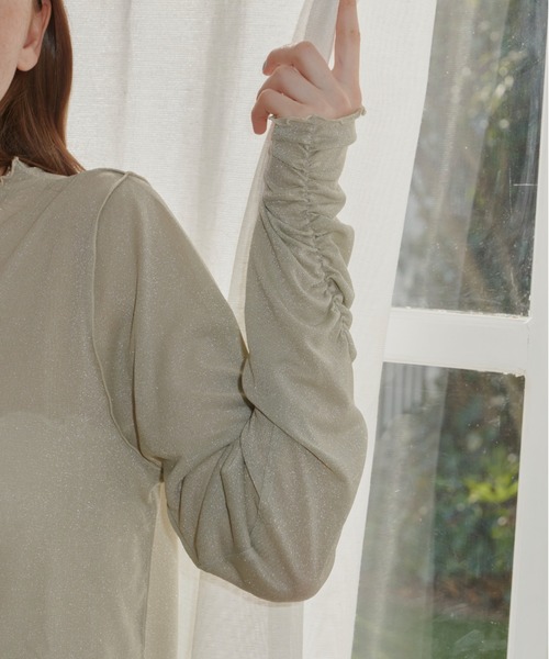 idem（イデム）の「glitter sheer tops/ラメシアートップス（Tシャツ/カットソー・レディース・ピンク/アイボリー/ブルー/ライトブルー・FREE）」の11枚目の写真