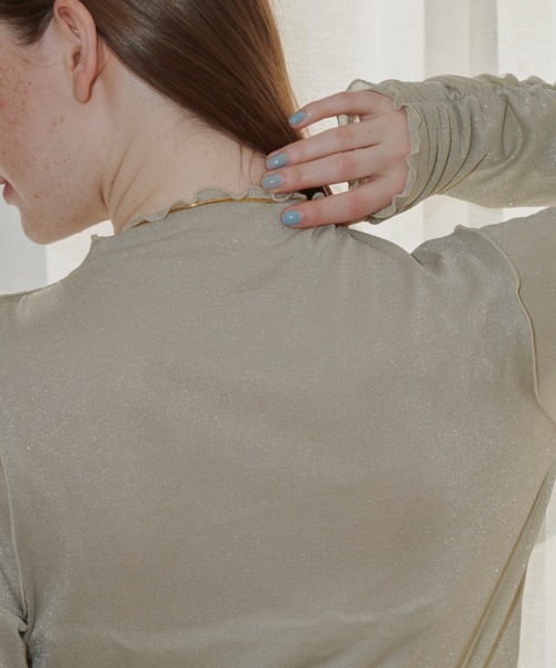 idem（イデム）の「glitter sheer tops/ラメシアートップス（Tシャツ/カットソー・レディース・ピンク/アイボリー/ブルー/ライトブルー・FREE）」の12枚目の写真