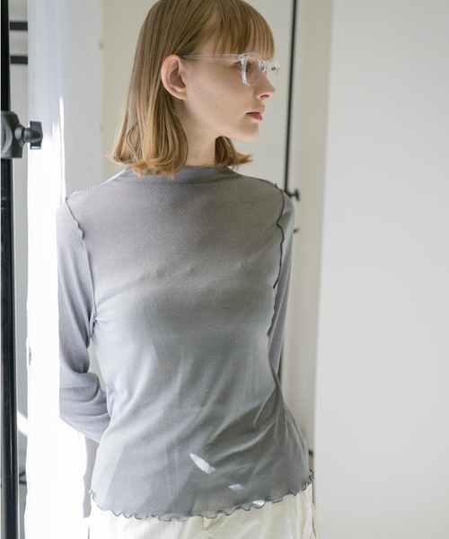 meltthelady glitter sheer tops グレー