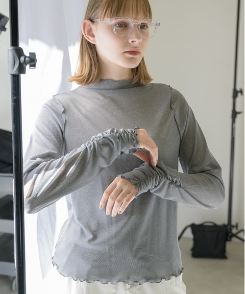 idem（イデム）の「glitter sheer tops/ラメシアートップス（T