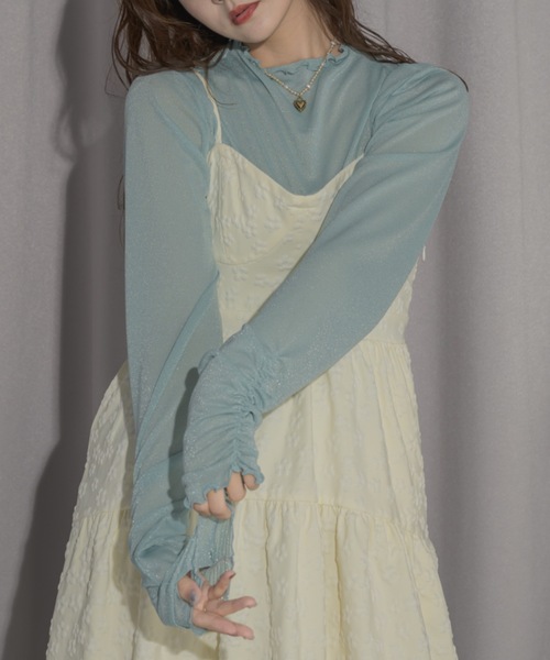 idem（イデム）の「glitter sheer tops/ラメシアートップス（Tシャツ/カットソー・レディース・ピンク/アイボリー/ブルー/ライトブルー・FREE）」の14枚目の写真