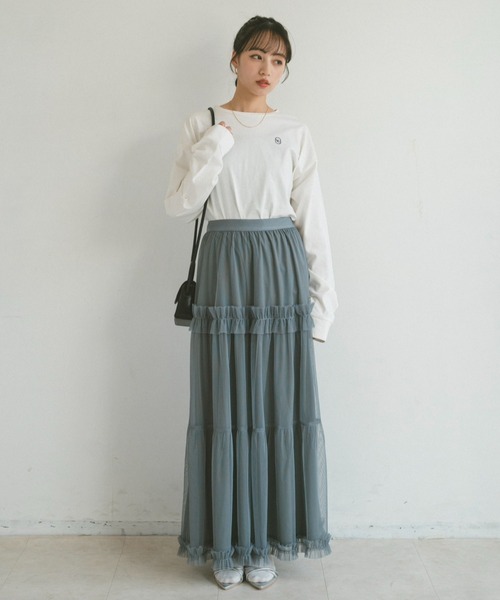 VANNIE U(ヴァニーユー)の「フリルティアードチュールスカート(スカート・レディース・グレー/アイボリー・M/S)」の16枚目の写真