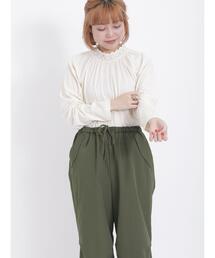 Samansa Mos2 | 襟レースギャザーカットソー(Tシャツ/カットソー)