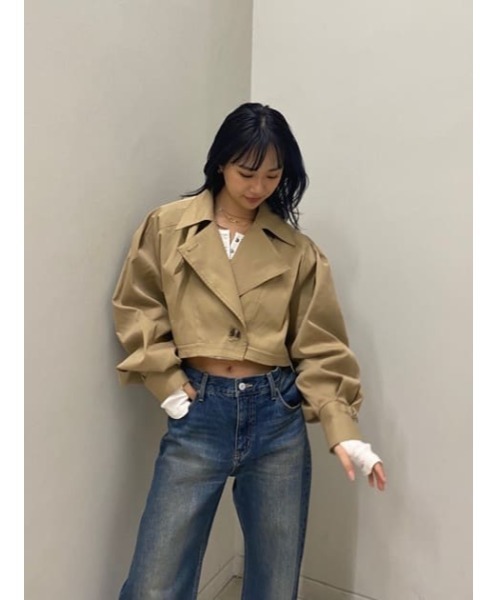 セール】CROP VOLUME TRENCH JK クロップ ボリューム トレンチ