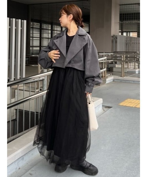 セール】CROP VOLUME TRENCH JK クロップ ボリューム トレンチ