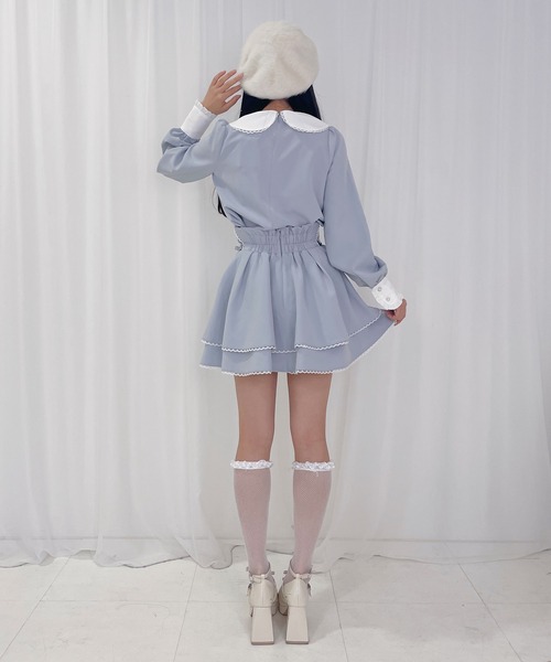 Honey Cinnamon（ハニーシナモン）の「レースアップフレアスカート（スカート・レディース・サックスブルー/ピンク・FREE）」の4枚目の写真