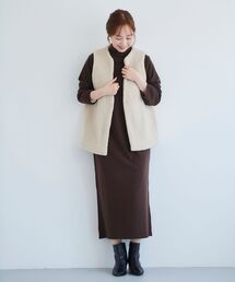 ボアベスト&ニットワンピースSET