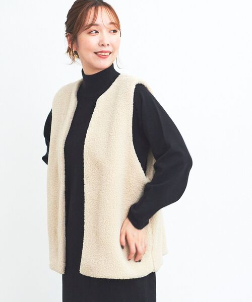 le.coeur blanc(ルクールブラン)の「ボアベスト&ニットワンピースSET(ワンピース・レディース・ブラウン/ブラック・38)」の3枚目の写真