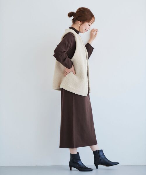 le.coeur blanc(ルクールブラン)の「ボアベスト&ニットワンピースSET(ワンピース・レディース・ブラウン/ブラック・38)」の12枚目の写真
