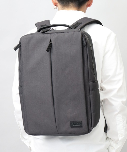 YAKPAK(ヤックパック)の「撥水加工 杢調ポリエステル スリム スクエア バックパック ビジネス対応(バックパック/リュック・メンズ・ブラック/グレー/オフホワイト・FREE)」の5枚目の写真