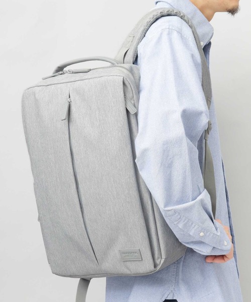 YAKPAK(ヤックパック)の「撥水加工 杢調ポリエステル スリム スクエア バックパック ビジネス対応(バックパック/リュック・メンズ・ブラック/グレー/オフホワイト・FREE)」の6枚目の写真