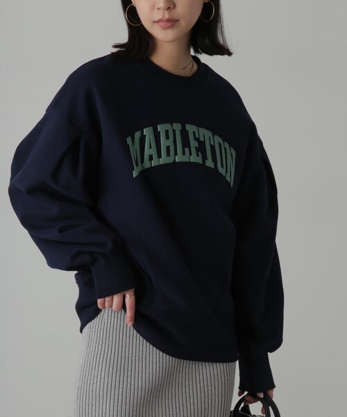 FREE'S MART(フリーズマート)の「◆カレッジロゴボリュームスリーブ裏起毛スウェット(スウェット・レディース・ホワイト系その他/ブルー/ネイビー・FREE)」の3枚目の写真