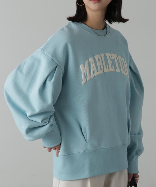 FREE'S MART(フリーズマート)の「◆カレッジロゴボリュームスリーブ裏起毛スウェット(スウェット・レディース・ホワイト系その他/ブルー/ネイビー・FREE)」の1枚目の写真