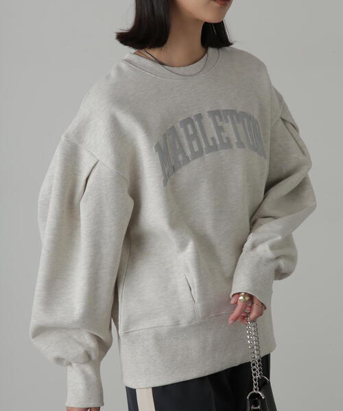 FREE'S MART(フリーズマート)の「◆カレッジロゴボリュームスリーブ裏起毛スウェット(スウェット・レディース・ホワイト系その他/ブルー/ネイビー・FREE)」の6枚目の写真