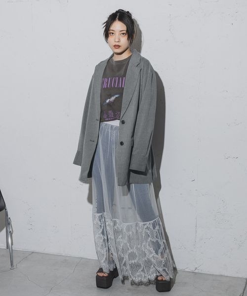 JEANASIS（ジーナシス）の「キリカエレーススカート/108071（スカート・レディース・ブラック/ライトグレー・FREE）」の12枚目の写真