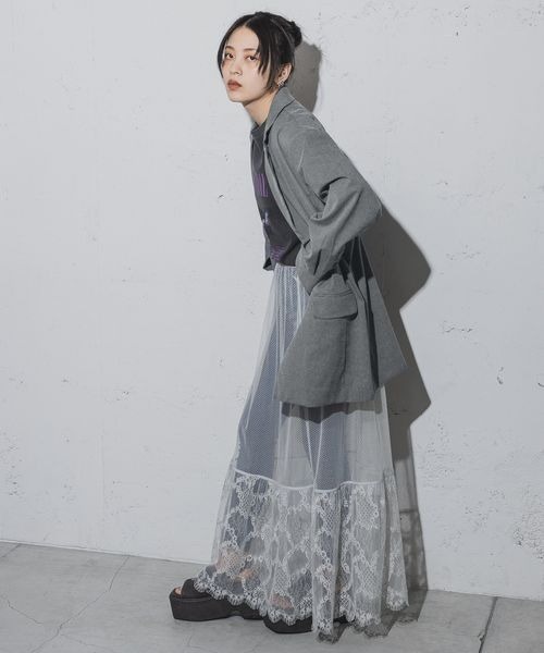 JEANASIS（ジーナシス）の「キリカエレーススカート/108071（スカート・レディース・ブラック/ライトグレー・FREE）」の13枚目の写真