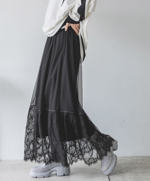 JEANASIS（ジーナシス）の「キリカエレーススカート/108071（スカート・レディース・ブラック/ライトグレー・FREE）」の19枚目の写真