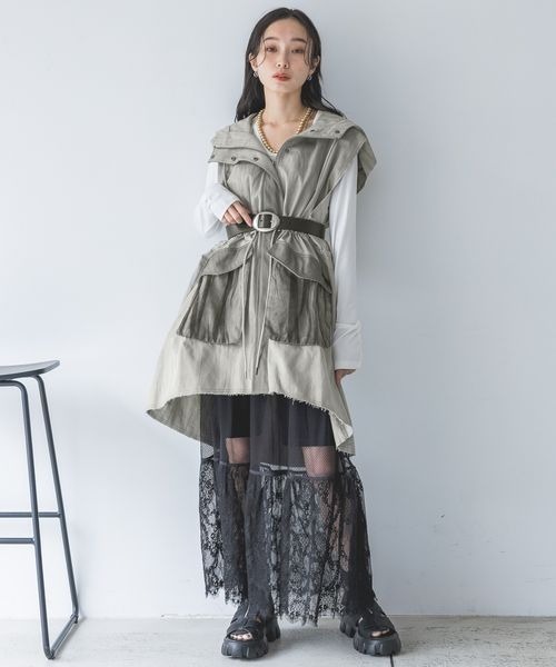 JEANASIS（ジーナシス）の「キリカエレーススカート/108071（スカート・レディース・ブラック/ライトグレー・FREE）」の20枚目の写真