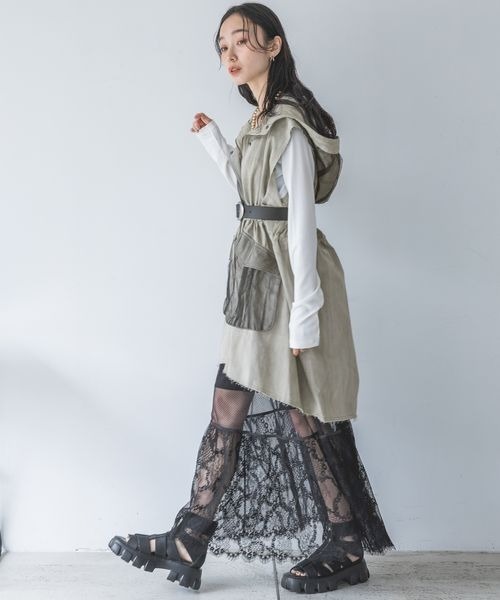 JEANASIS（ジーナシス）の「キリカエレーススカート/108071（スカート・レディース・ブラック/ライトグレー・FREE）」の21枚目の写真