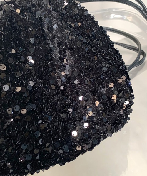 non-hedge(ノンヘッジ)の「スパンコール巾着ショルダーバッグ(ショルダーバッグ・レディース・シルバー/ブラック/ホワイト・FREE)」の5枚目の写真