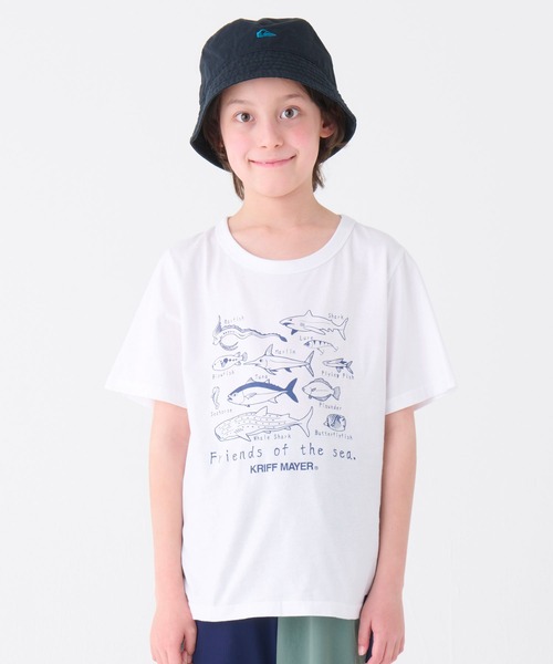 KRIFF MAYER Kid's Collection（クリフメイヤーキッズコレクション）の「楽LUCK TEE（ほぼ魚）（Tシャツ/カットソー・キッズ・ネイビー/ラベンダー/オフホワイト/グレー・120/130/140/150/160/170）」の2枚目の写真