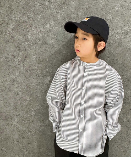 THE CASUAL(カジュアル)の「無地レギュラー バンドカラー オーバーシャツ(シャツ/ブラウス・キッズ・オフホワイト/グレー系/ネイビー系/ホワイト系/グレー系2/カーキ/チャコール/ベージュ/カーキ系/サックスブルー系1/グレー系1/ベージュ系/ネイビー系1/サックスブルー系・110cm/120cm/130cm/140cm/150cm/160cm)」の6枚目の写真