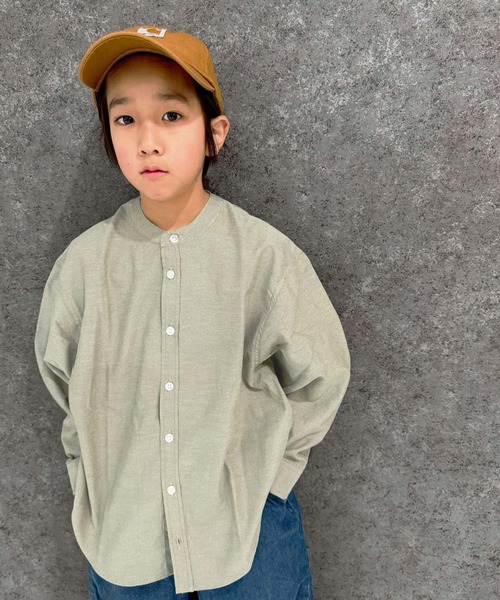 THE CASUAL(カジュアル)の「無地レギュラー バンドカラー オーバーシャツ(シャツ/ブラウス・キッズ・オフホワイト/グレー系/ネイビー系/ホワイト系/グレー系2/カーキ/チャコール/ベージュ/カーキ系/サックスブルー系1/グレー系1/ベージュ系/ネイビー系1/サックスブルー系・110cm/120cm/130cm/140cm/150cm/160cm)」の10枚目の写真
