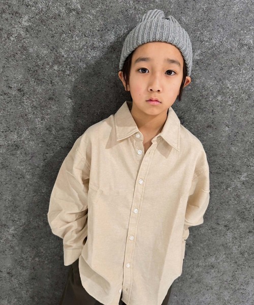 THE CASUAL(カジュアル)の「無地レギュラー バンドカラー オーバーシャツ(シャツ/ブラウス・キッズ・オフホワイト/グレー系/ネイビー系/ホワイト系/グレー系2/カーキ/チャコール/ベージュ/カーキ系/サックスブルー系1/グレー系1/ベージュ系/ネイビー系1/サックスブルー系・110cm/120cm/130cm/140cm/150cm/160cm)」の7枚目の写真