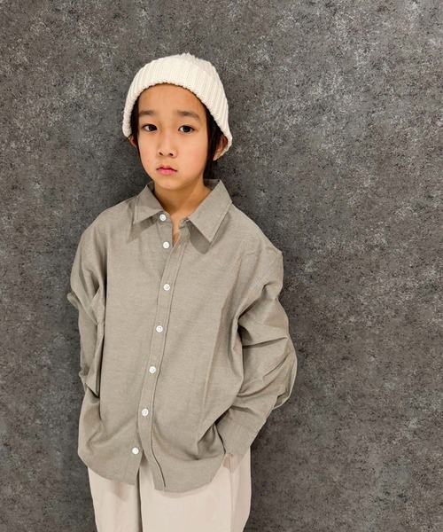 THE CASUAL(カジュアル)の「無地レギュラー バンドカラー オーバーシャツ(シャツ/ブラウス・キッズ・オフホワイト/グレー系/ネイビー系/ホワイト系/グレー系2/カーキ/チャコール/ベージュ/カーキ系/サックスブルー系1/グレー系1/ベージュ系/ネイビー系1/サックスブルー系・110cm/120cm/130cm/140cm/150cm/160cm)」の9枚目の写真