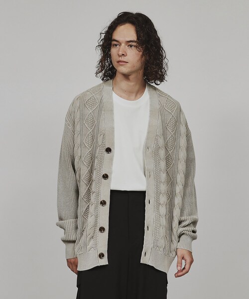 tk.TAKEO KIKUCHI(ティーケータケオキクチ)の「◆フェードニットカーディガン(カーディガン/ボレロ・メンズ・ベージュ/ブラック/ブルー系その他・04/03/02)」の1枚目の写真