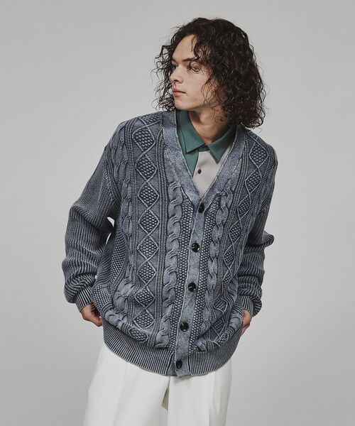 tk.TAKEO KIKUCHI(ティーケータケオキクチ)の「◆フェードニットカーディガン(カーディガン/ボレロ・メンズ・ベージュ/ブラック/ブルー系その他・04/03/02)」の3枚目の写真