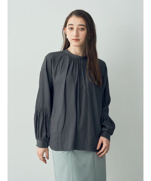 YECCA VECCA（イェッカヴェッカ）の「ギャザーブラウス（シャツ/ブラウス・レディース・ピンク/ホワイト/チャコールグレー・FREE）」の4枚目の写真