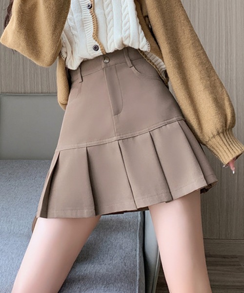 Lilamusant(リラミュゾン)の「《Lilamusant(リラミュゾン)》インパン裏地付きワイドプリーツミニスカート ボックスプリーツ(スカート・レディース・グレー/ブラック/モカ・M/S)」の3枚目の写真
