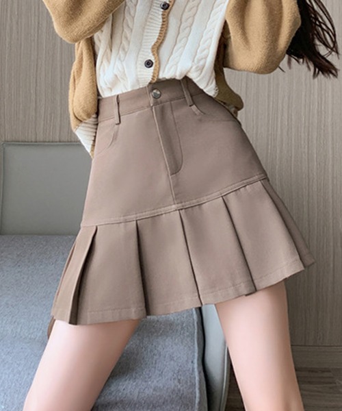 Lilamusant(リラミュゾン)の「《Lilamusant(リラミュゾン)》インパン裏地付きワイドプリーツミニスカート ボックスプリーツ(スカート・レディース・グレー/ブラック/モカ・M/S)」の12枚目の写真