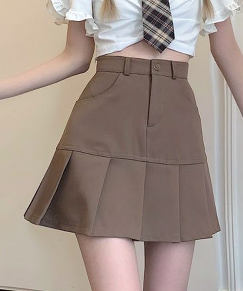 Lilamusant(リラミュゾン)の「《Lilamusant(リラミュゾン)》インパン裏地付きワイドプリーツミニスカート ボックスプリーツ(スカート・レディース・グレー/ブラック/モカ・M/S)」の13枚目の写真