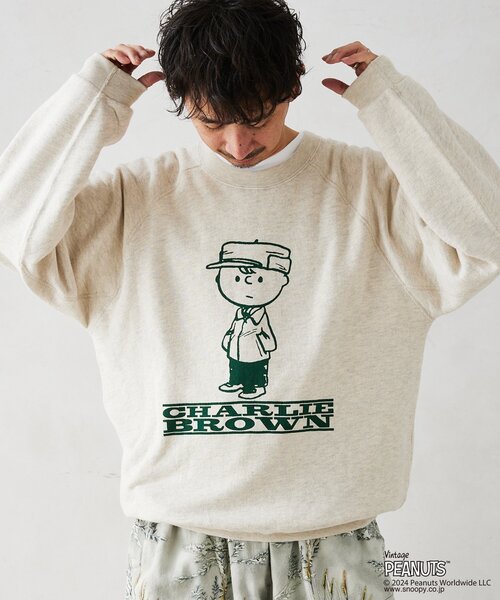 PEANUTS（ピーナッツ）の「【PEANUTS×SPORTS WEAR by relume】別注 プリントスウェット（Tシャツ/カットソー・メンズ・ボルドー/アイボリー/ブルー/ネイビー・MEDIUM/X-LARGE/LARGE）」の5枚目の写真