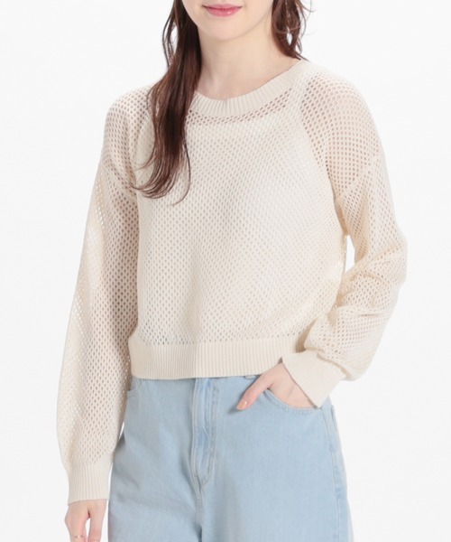 Honeys（ハニーズ）の「メッシュ編クルーネックニット（ベスト・レディース・ブラック/アイボリー/ネイビー系/ブルー系その他・LL/S/M/L）」の15枚目の写真