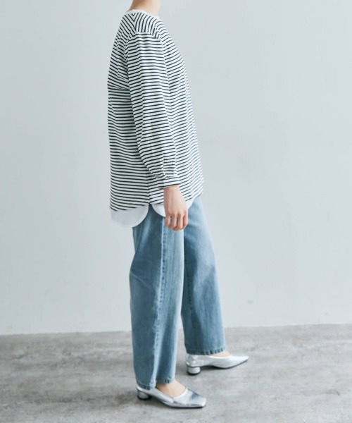 kirakiraShop(キラキラショップ)の「シャツ 切り替え インナー カットソー(Tシャツ/カットソー・レディース・ブラック/オフホワイト・L/M/S/BS/BL/BM)」の14枚目の写真